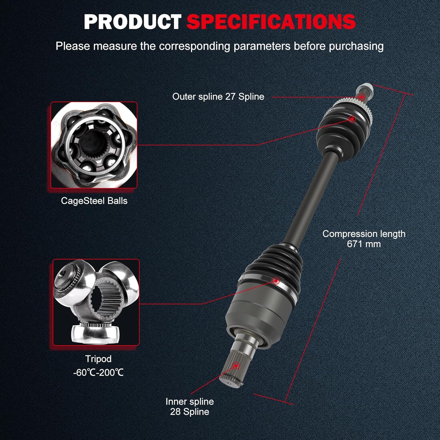 cciyu 60-3720 Front Left CV Axle Shaft Assembly for Hyundai for Sonata 2011-2014 (1 Pack)