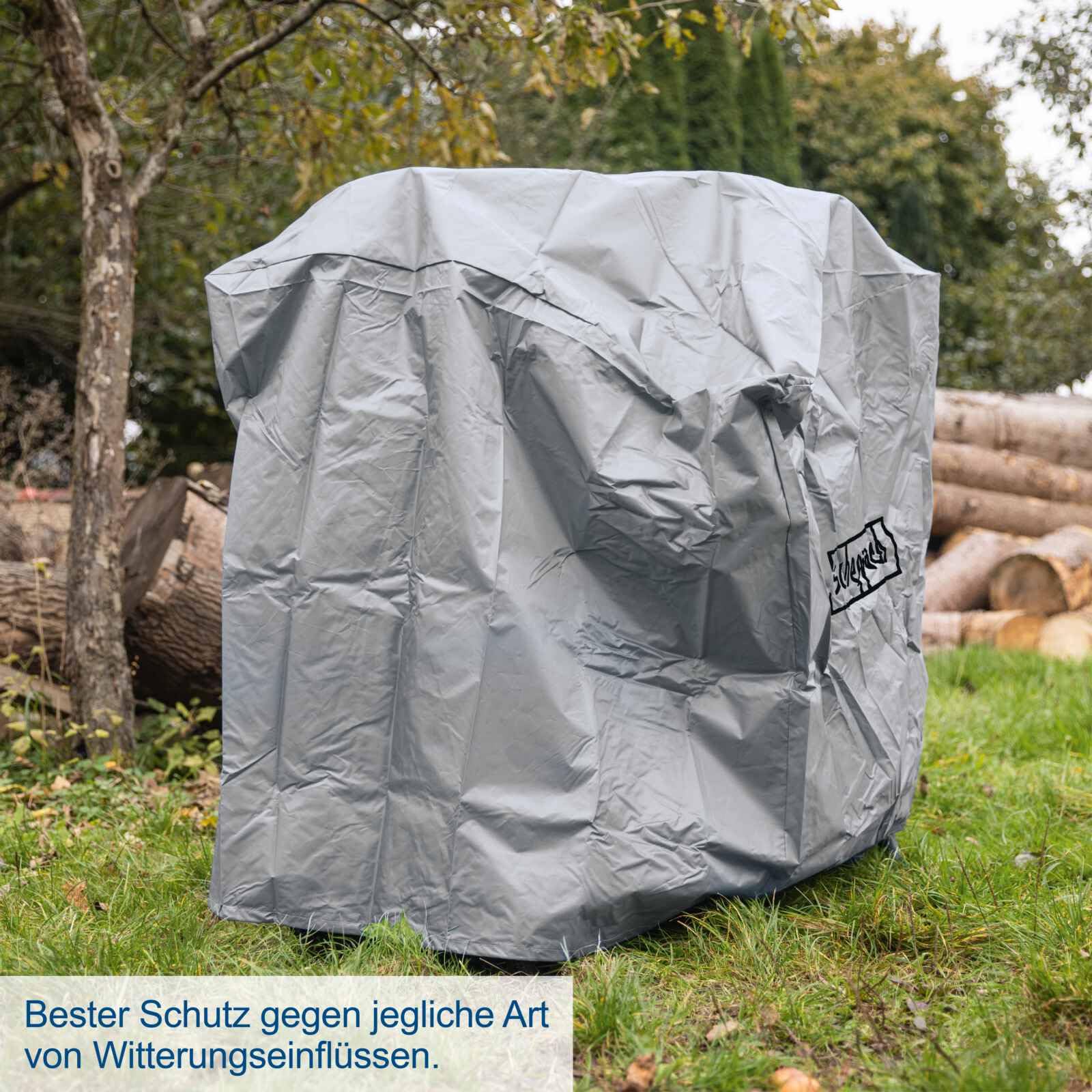 Scheppach Cubierta gris | 1050 x 1200 x 1100 mm | Lona impermeable y resistente a los rayos UV30 | Funda protectora para sierras circulares basculantes, cortadores de madera, barbacoas y herramientas
