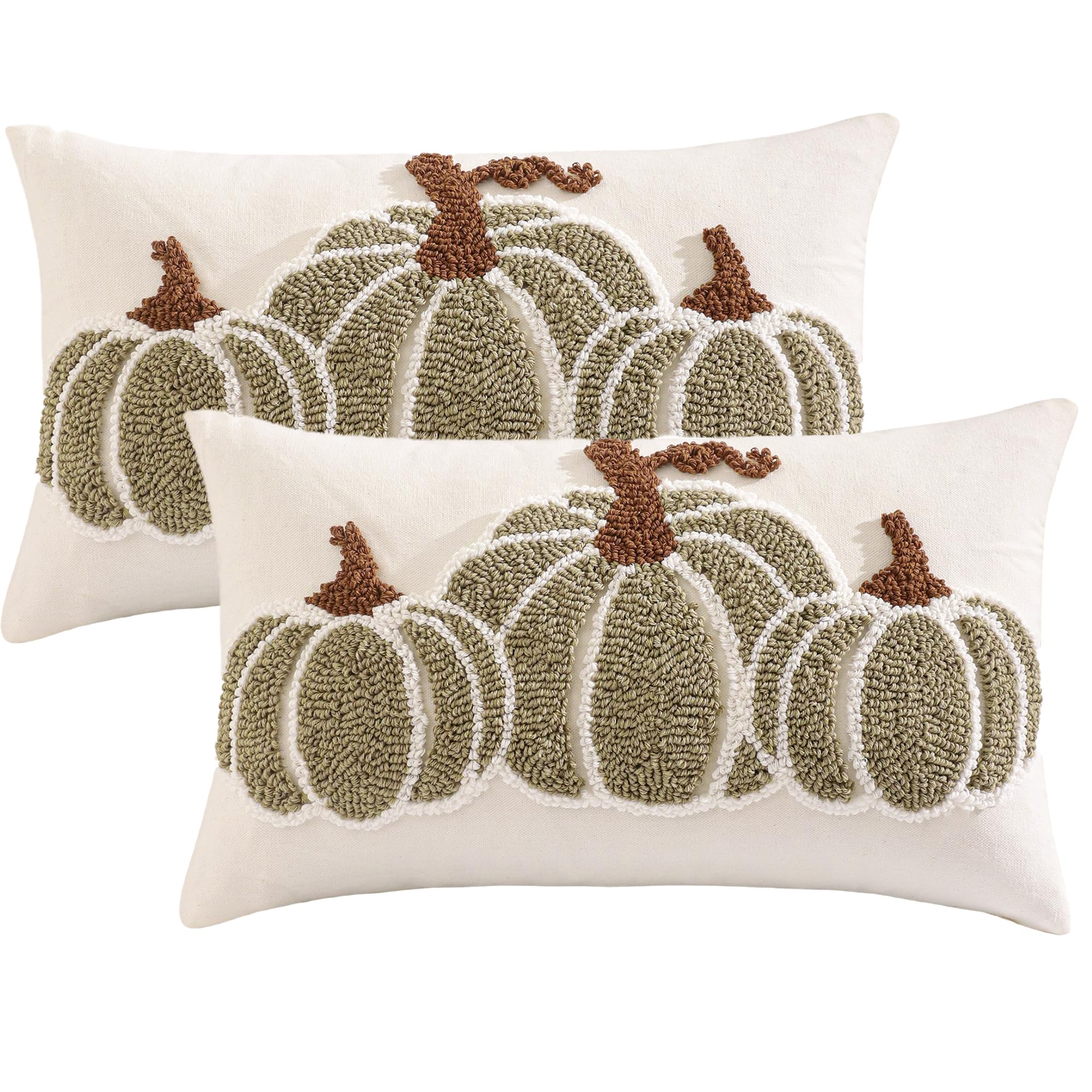 Housse de coussin Halloween citrouille verte Tosleo 30x50 cm lot de 2