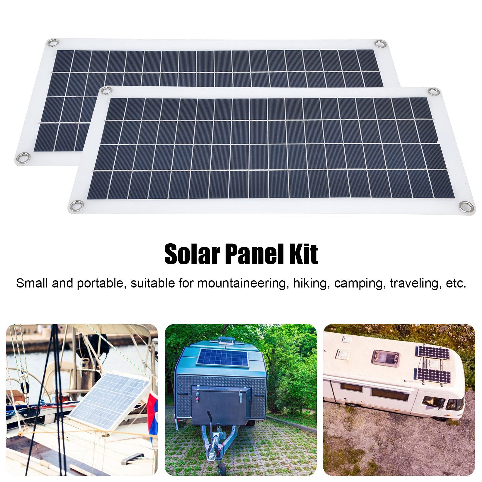 Kit Pannelli Solari 2x10W con Controller 30A Modulo Fotovoltaico USB 5V per Ricarica di Emergenza Barca