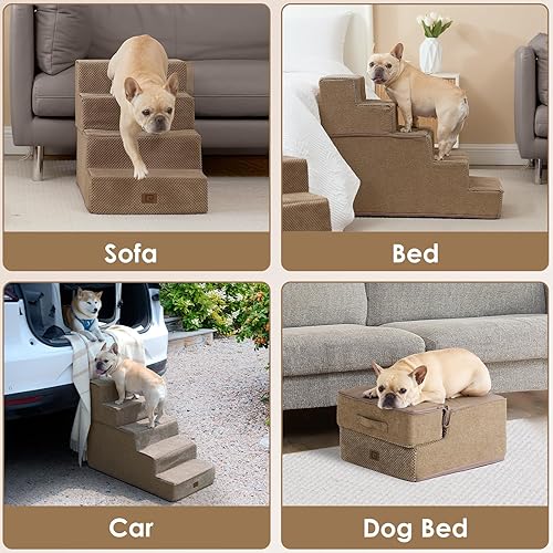 Miniatura 7 de EHEYCIGA Escaleras para perros pequeños, escaleras para perros de 4 escalones para camas altas y sofá, escaleras para mascotas para perros y gatos