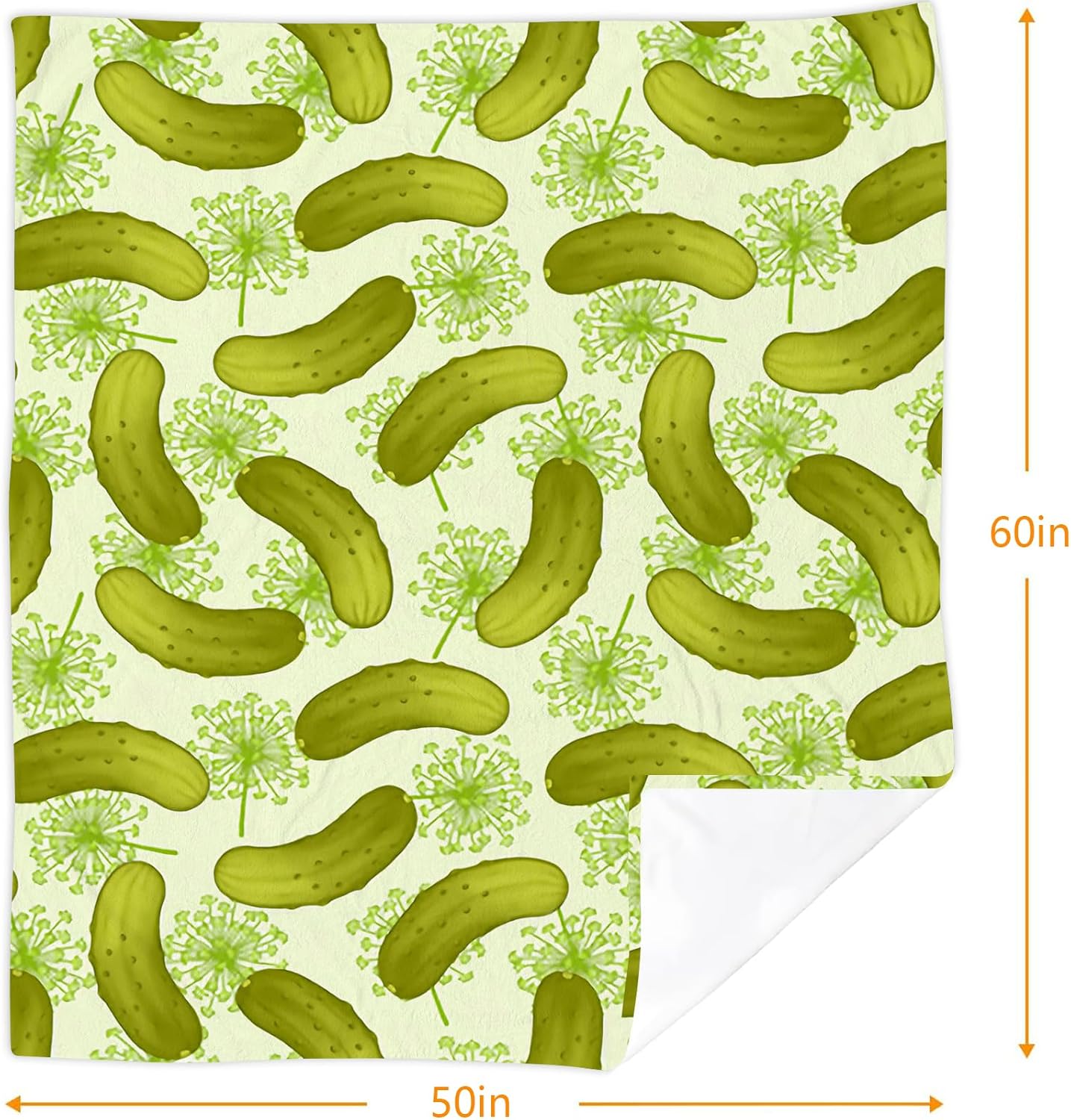 Dill Pickles Throw Blanket Soft Warm Cozy Lightweight Decorative Blanket for Couch, Bed, Sofa, Travel 50x60 inch
