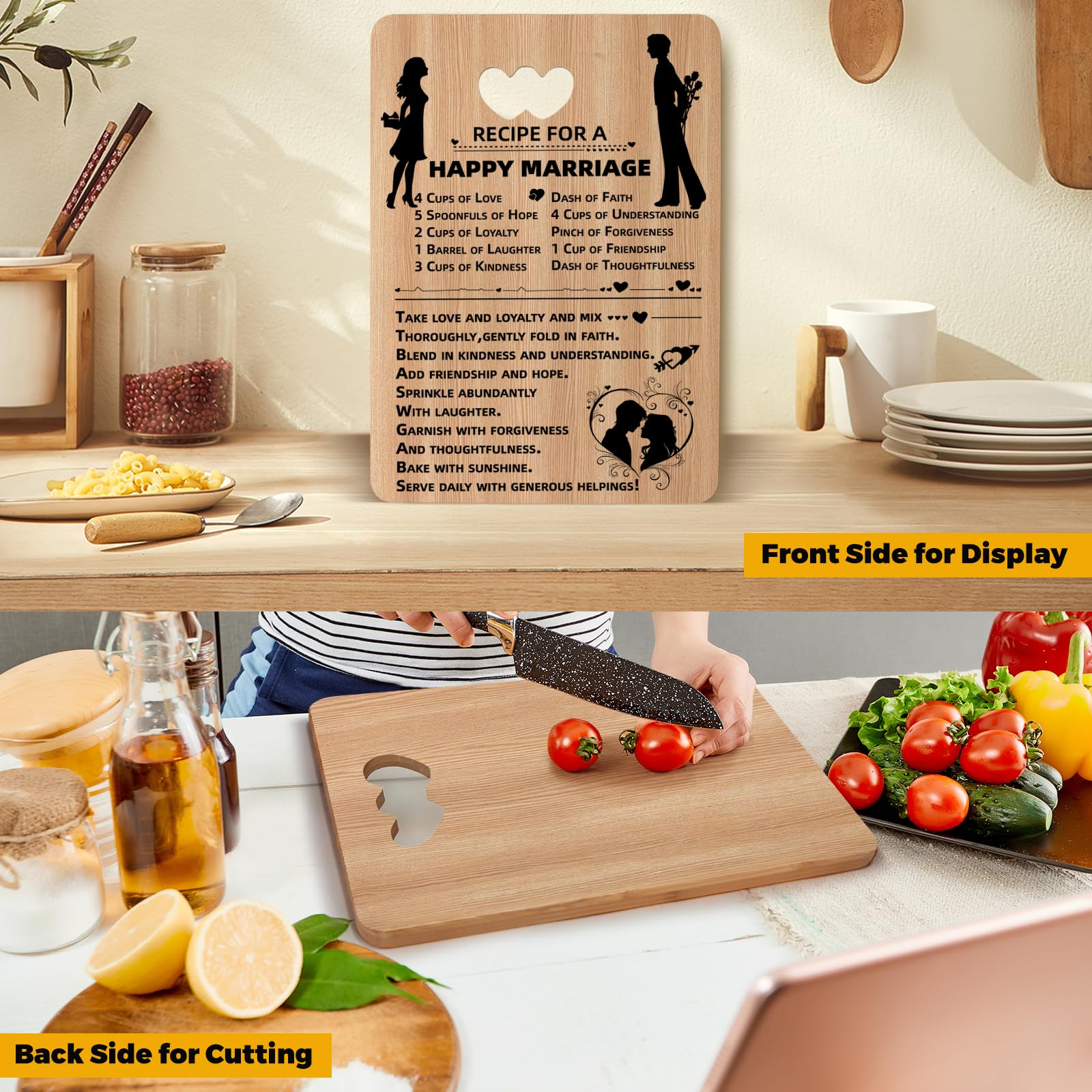 Wedding Gifts for Couples,Bamboo Cutting Board Marriage Wedding Gifts for Bride and Groom Mr and Mrs Presents - Image 4