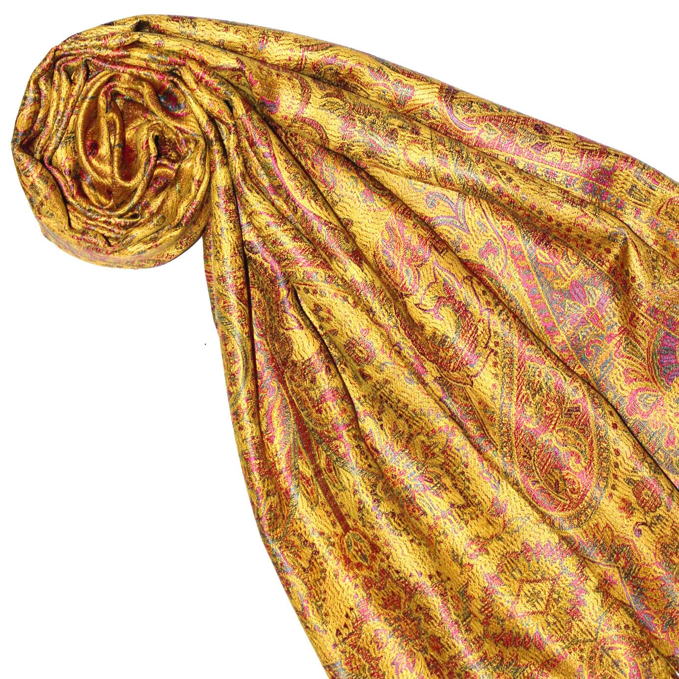 Lorenzo Cana Luxus Herren - Schal Schaltuch jacquard gewebt 100% Seide Paisley Muster Seidenschal Seidentuch Gold Gelb 7863811