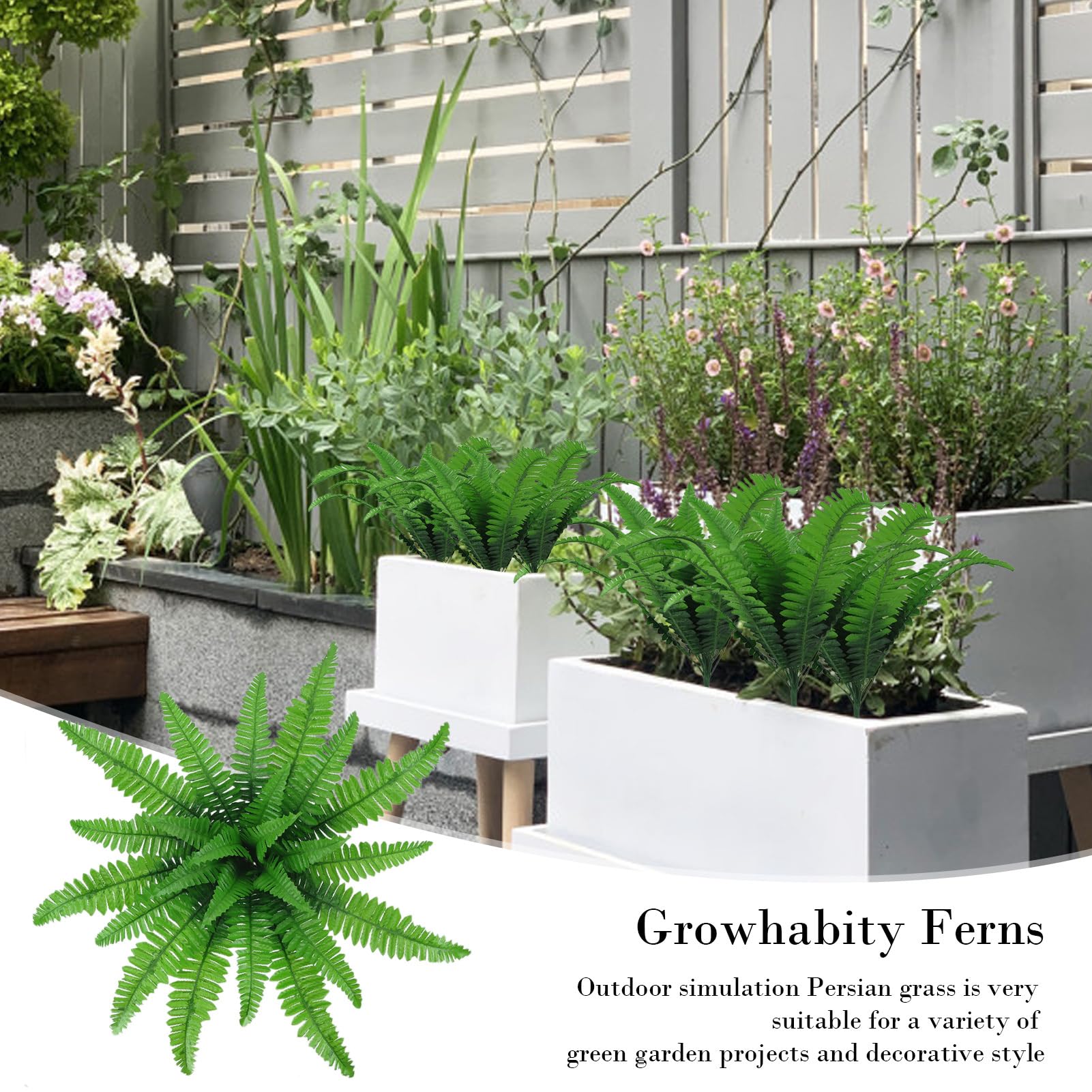 Générique Finta Felce, Verdeyante Realistico Resistente ai raggi UV, Artificiali Felci, per la Decorazione del Portico, Esterno, Patio, Parete, Soggiorno, Giardino,