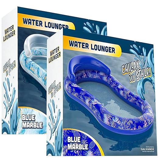 (2 Pack) Pool Lounge Float for Adults Swimming Pool Water Lounger with Headrest, Mesh Bottom (by Galvanox)