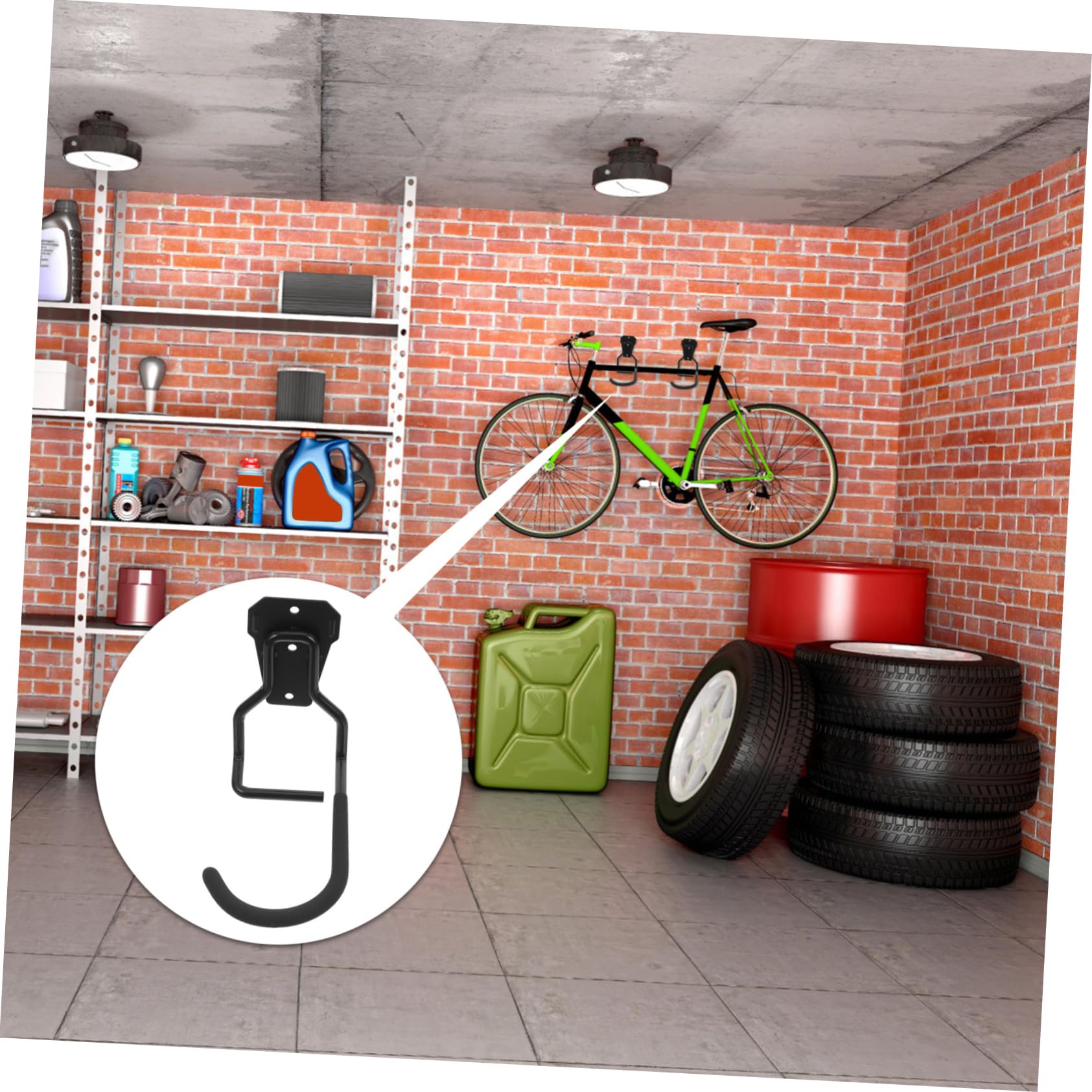 SEWACC 4 Piezas Soporte de Pared para Herramientas y Bicicletas Ganchos Resistentes para Garaje Organizador de Almacenamiento Multifuncional para Equipos de Jardín y Bicicletas