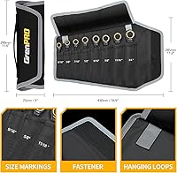 Vista 7 de Ratchet Wrenches Set, Ratcheting Wrench Set, 9PC Sae 5/16 to 3/4 72Th Long Box Open End Ratchet Wrench Organizer With Color Ring With Roll Up Pouch