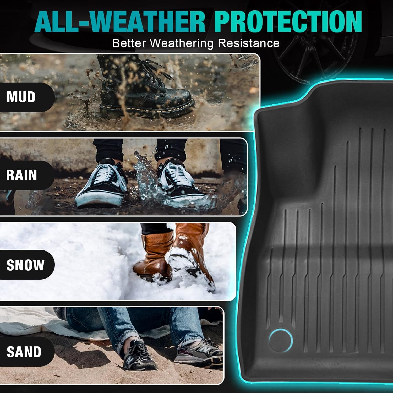 Big RED Floor Mats for Tesla Model Y 7-Seat: 2025 2026 Custom Fit, 100% TPE All Weather Cargo Liner Trunk Accessories, Set of 9 Mats (Not Fit 5-Seat)