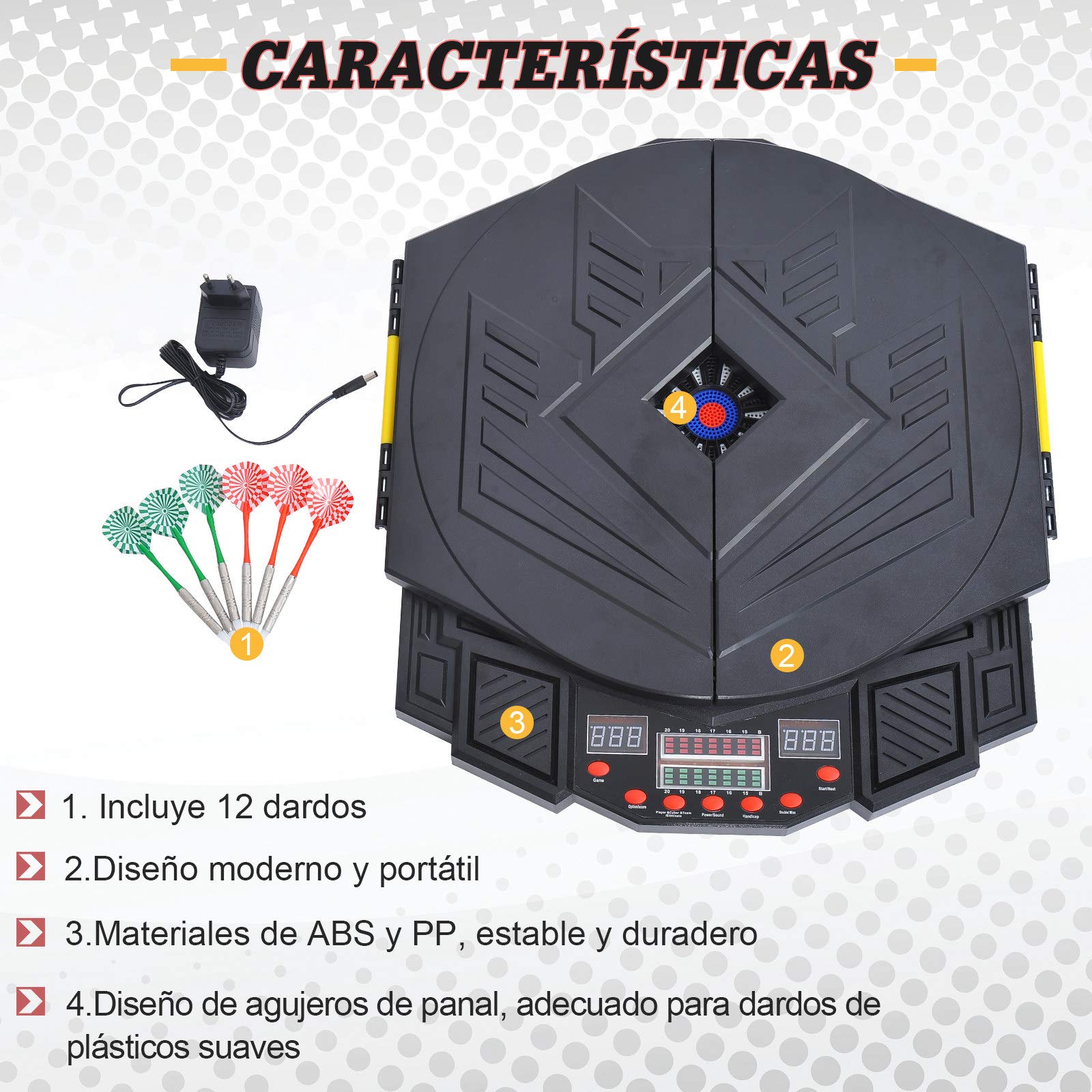 HOMCOM Diana Electronica Digital + 12 Dardos 8 Jugadores 27 Juegos 216 Variantes Sonido