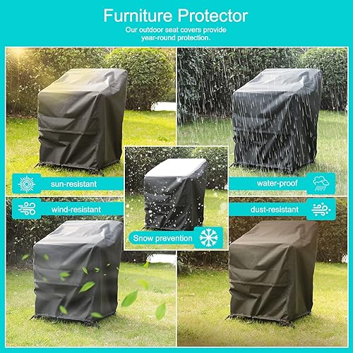 Miniatura 5 de MEXQF Paquete de 2 fundas para sillas de patio, fundas para sillas de asiento profundo para exteriores (35 pulgadas de ancho x 38 pulgadas de