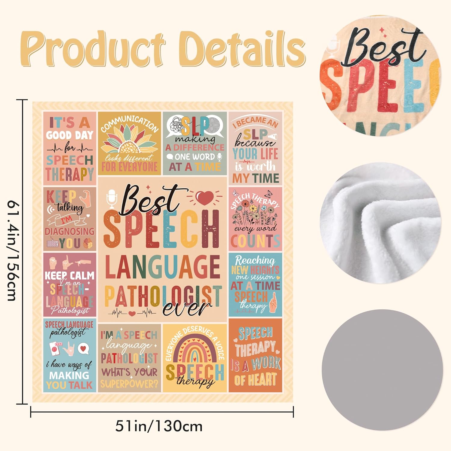 Speech Therapist Gifts for Women, Inspirational Quotes SLP Throw Blanket, Soft Cozy Fuzzy Flannel Blanket for Speech Language Pathologist (50" x 60") - Image 2