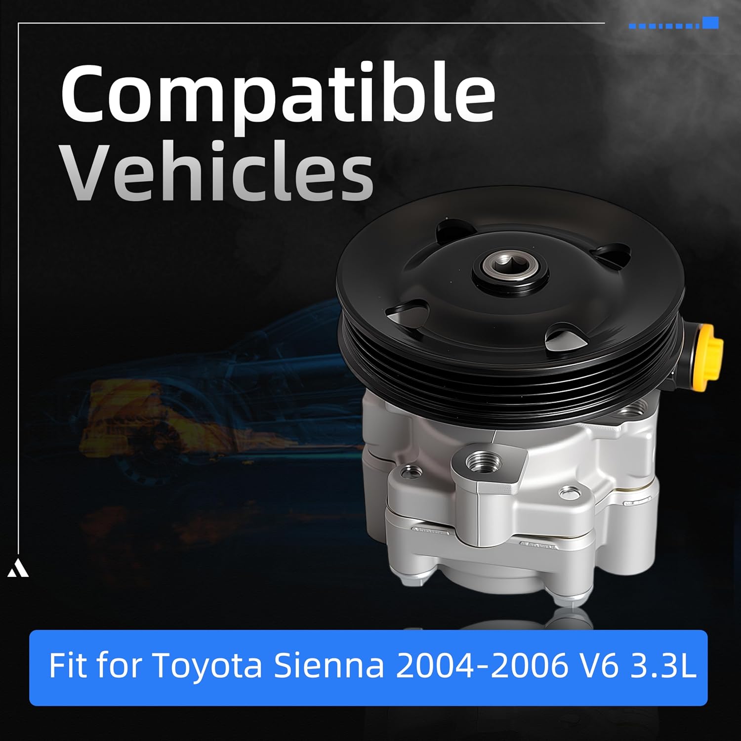 Power Steering Pump with Pulley, for Toyota Sienna 2004-2006 V6 3.3L, OE 21-5362 215362 55-5638 555638 78-8400F 788400F AA1215362 36P0790 4431008010 36-215652 36215652 232686 6459 56