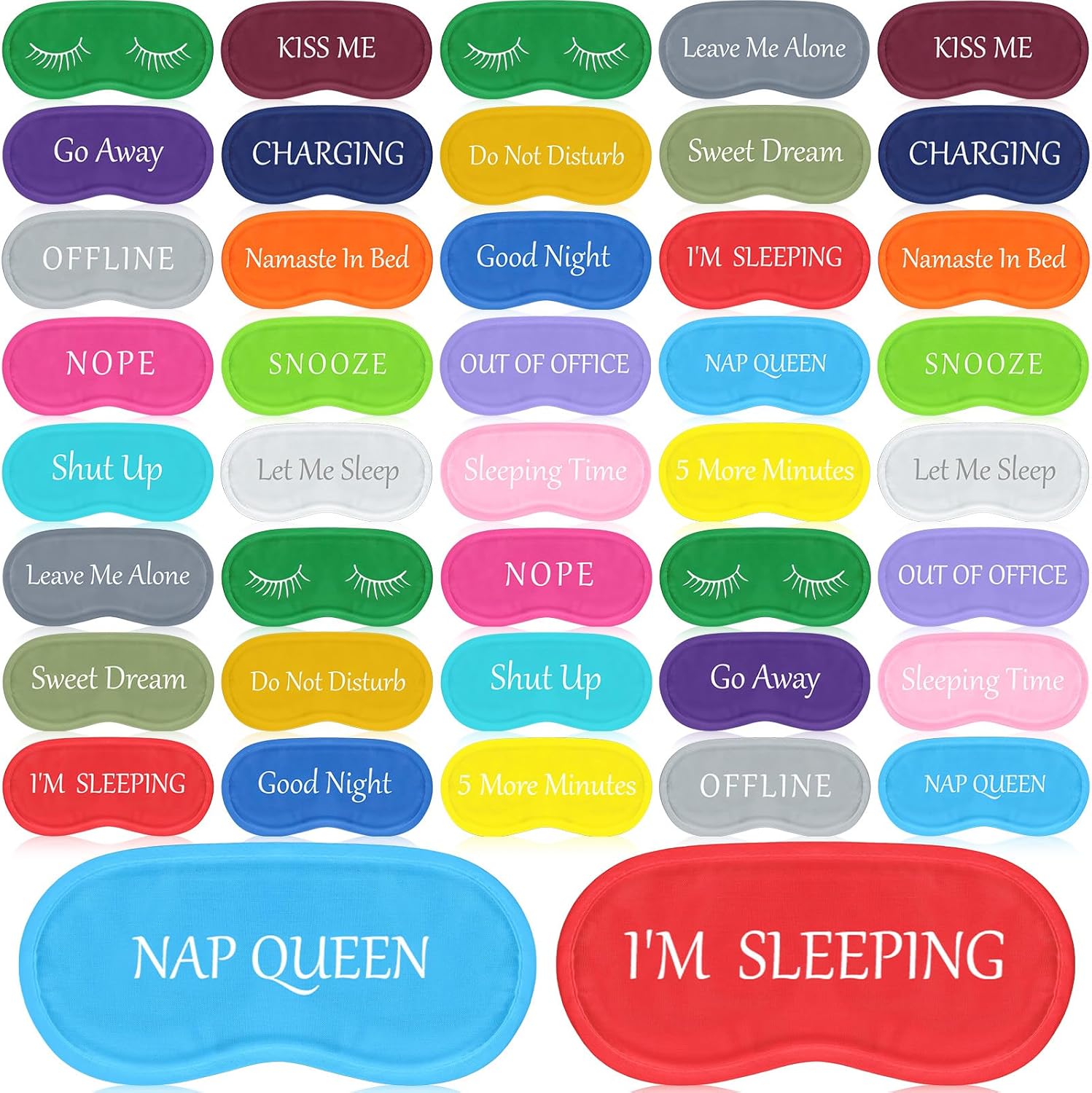 40 Pcs Funny Silk Sleep Eye Mask Soft Night Sleep Mask Bulk Eye Mask for Sleeping Blackout Blindfolds with Adjustable Strap for Women Men Kids Travel Nap Meditation Party Gifts Favors(Colorful)