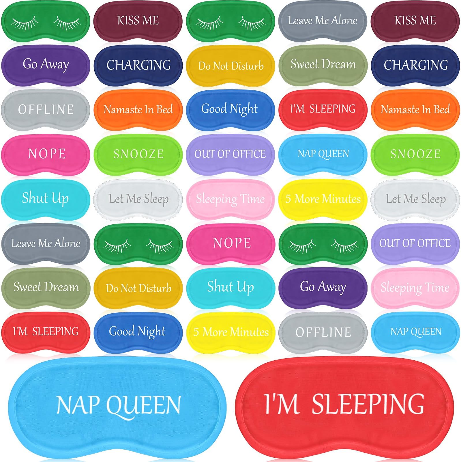 Eurzom 40 Pcs Funny Sleep Eye Mask Soft Night Mask Bulk for Sleeping Blackout Blindfolds with Adjustable Strap for Women Men Kids Nap Meditation Party Travel Gifts Favors(Colorful)