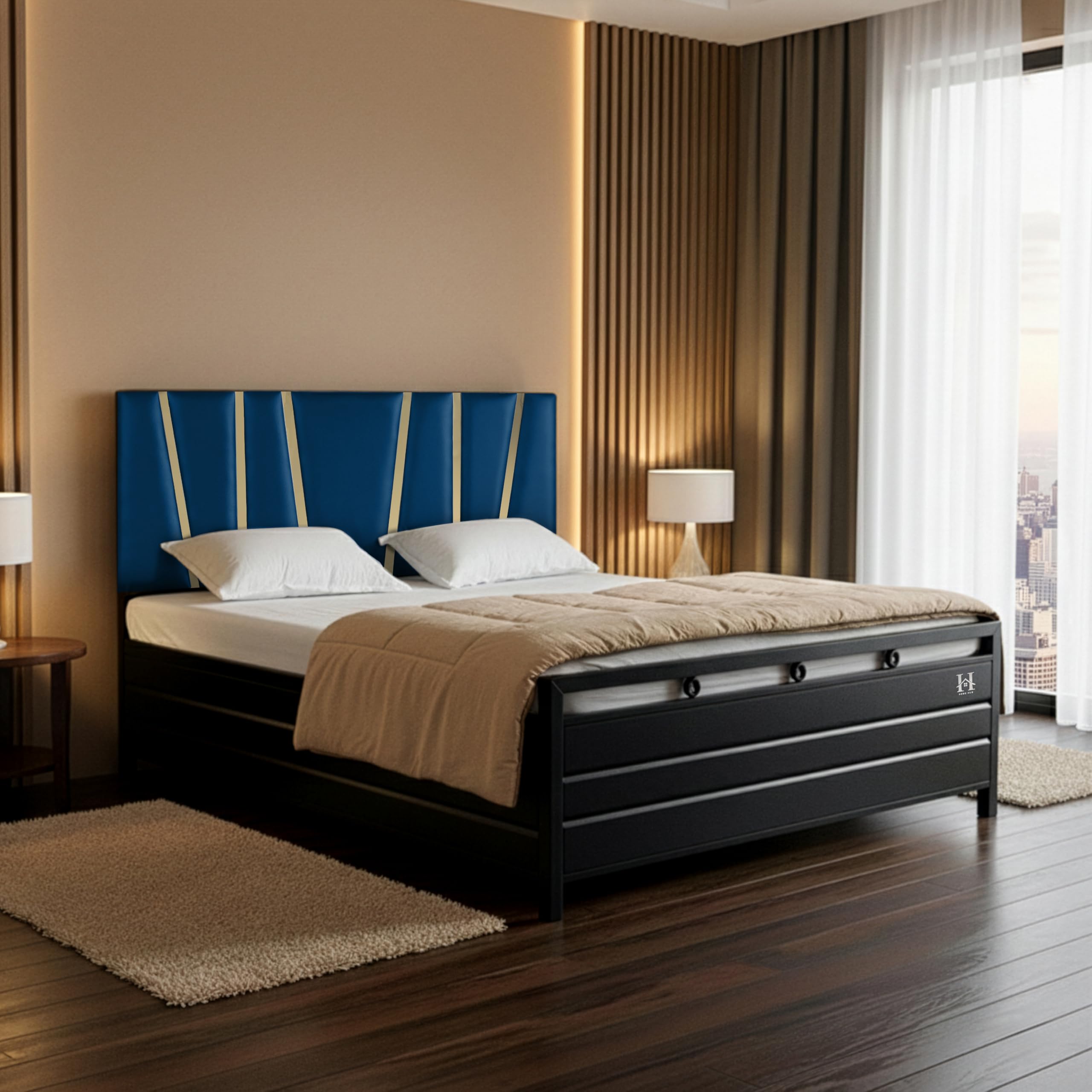 HomeHub Furniture Metal Bed with Hydraulic Storage, Double Bed Cot, Hydraulic Storage Metal Bed King/Queen Size, Wrought Iron Bed (Queen Size (6x5) Without Mattress)-image-35