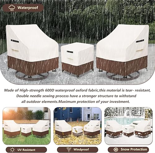 Vista 129 de Paquete de 2 fundas giratorias para sillas de salón al aire libre, impermeables, 100% fundas para sillas de patio al aire libre, 33 pulgadas