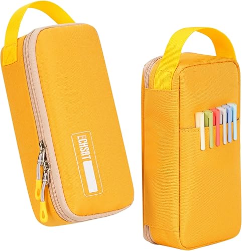 Miniatura 7 de ECHSRT Estuche grande para lápices, estético, portátil, con cremallera, bolsillo oculto, estuche especial para lápices para hombres, mujeres y