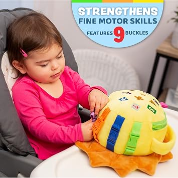 Buckle Toy, Benny Lion, Plush Stuffed Animal Toy, Toddler Learning Activity