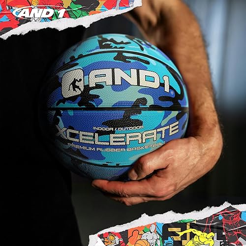 Miniatura 10 de AND1 Xcelerate Rubber Basketball Official Regulation Size 7 (29.5") - Deep Channel Construction Streetball, Made for Indoor Outdoor Basketball Games