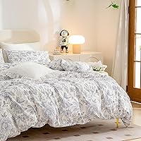 Vista 3 de Juego de funda de edredón tamaño King, ropa de cama de microfibra cepillada floral, 3 piezas con cierre de cremallera