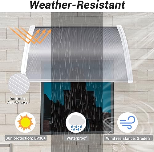 Miniatura 5 de Yescom Toldo para ventana de puerta de 40 x 40 pulgadas, cubierta de lluvia con protección UV, hoja hueca para exteriores, paquete de 2