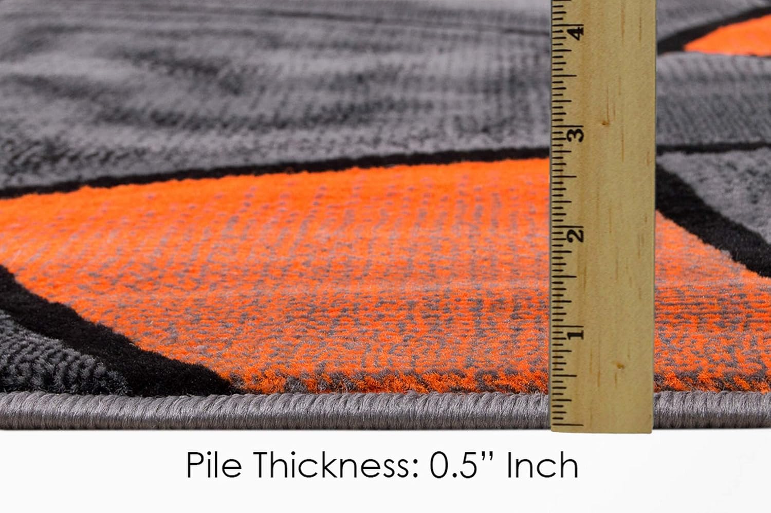 HR Electric Orange/Gray/Black Abstract Area Rug - Modern Contemporary, Bedroom Rug with Circles Wave Design Pattern - Shed-Free & Easy to Maintain Elegance. 5’ x 7’Carpet