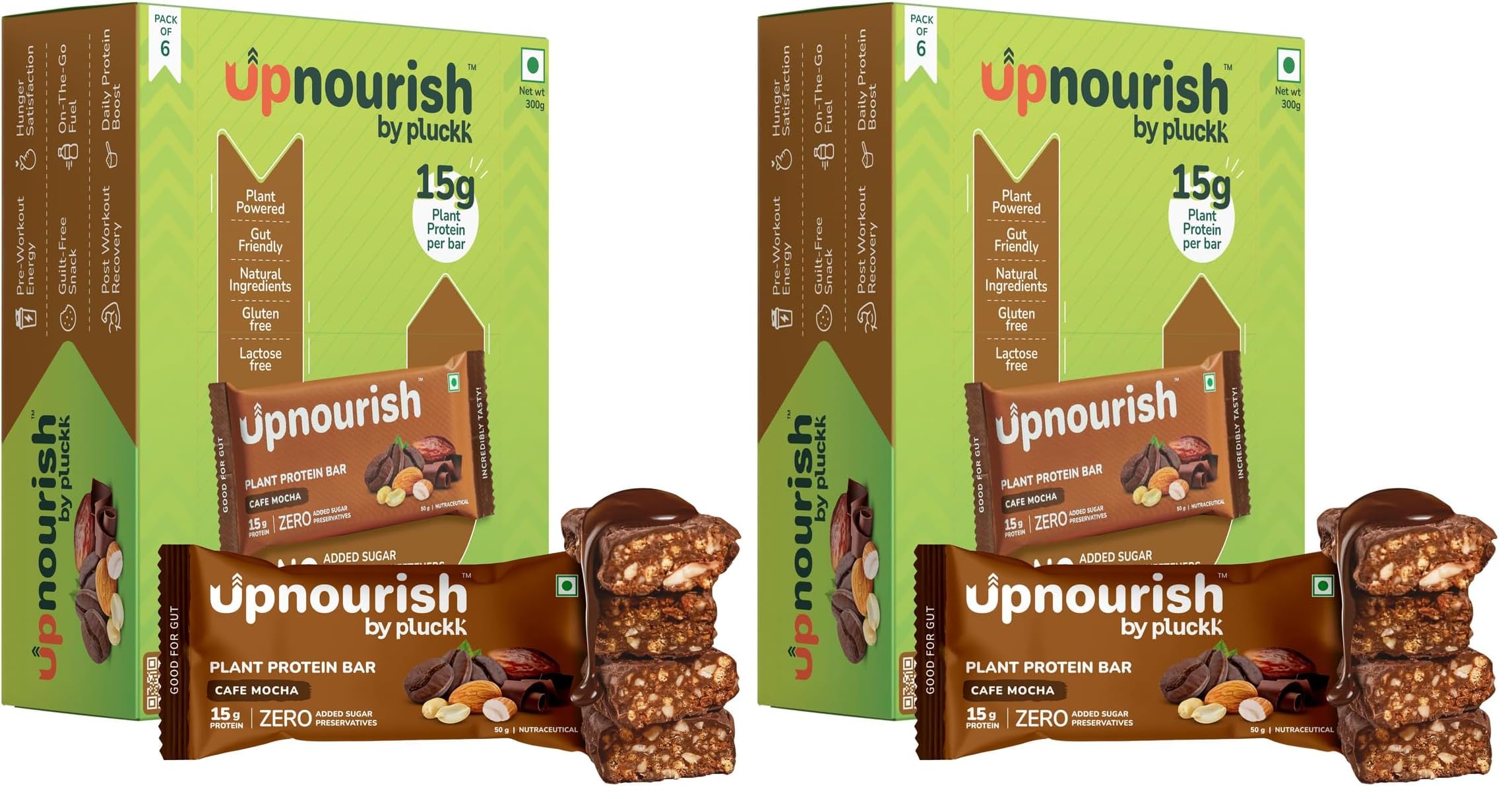 Upnourish by Pluckk Plant Protein Bar - Pack of 12 (50g Each) | 15g Protien , 2g Fiber | No Added Sugar & Preservatives | Protein Bar without sugar | Lactose & Gluten Free | Gut Friendly | Cafe Mocha Flavoured - 300g-image-25