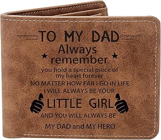 THTCSQ To My Dad Gifts,Leather Wallet for Men, Engraved Personalized Leather Wallet,Father's Day Gift, Birthday Gifts,Christmas Gifts, Gifts for Dad from Daughter Son (Girl)