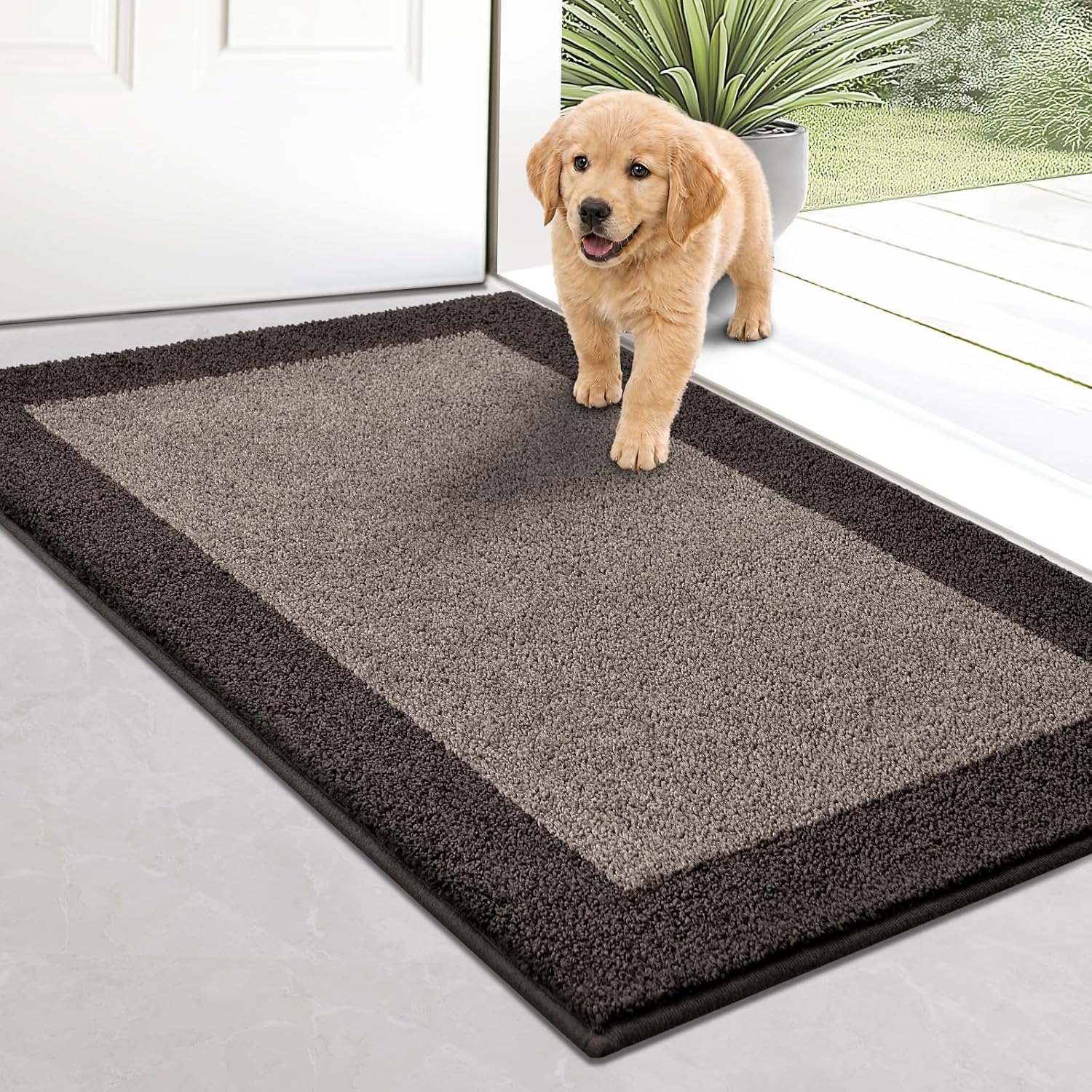 Door Rug 20" x 32", Washable Throw Rug for Kitchen, Bathroom | Non Slip, Dirt trapping, Absorbent, Quick Drying, for Entryway, Bedroom, Floor