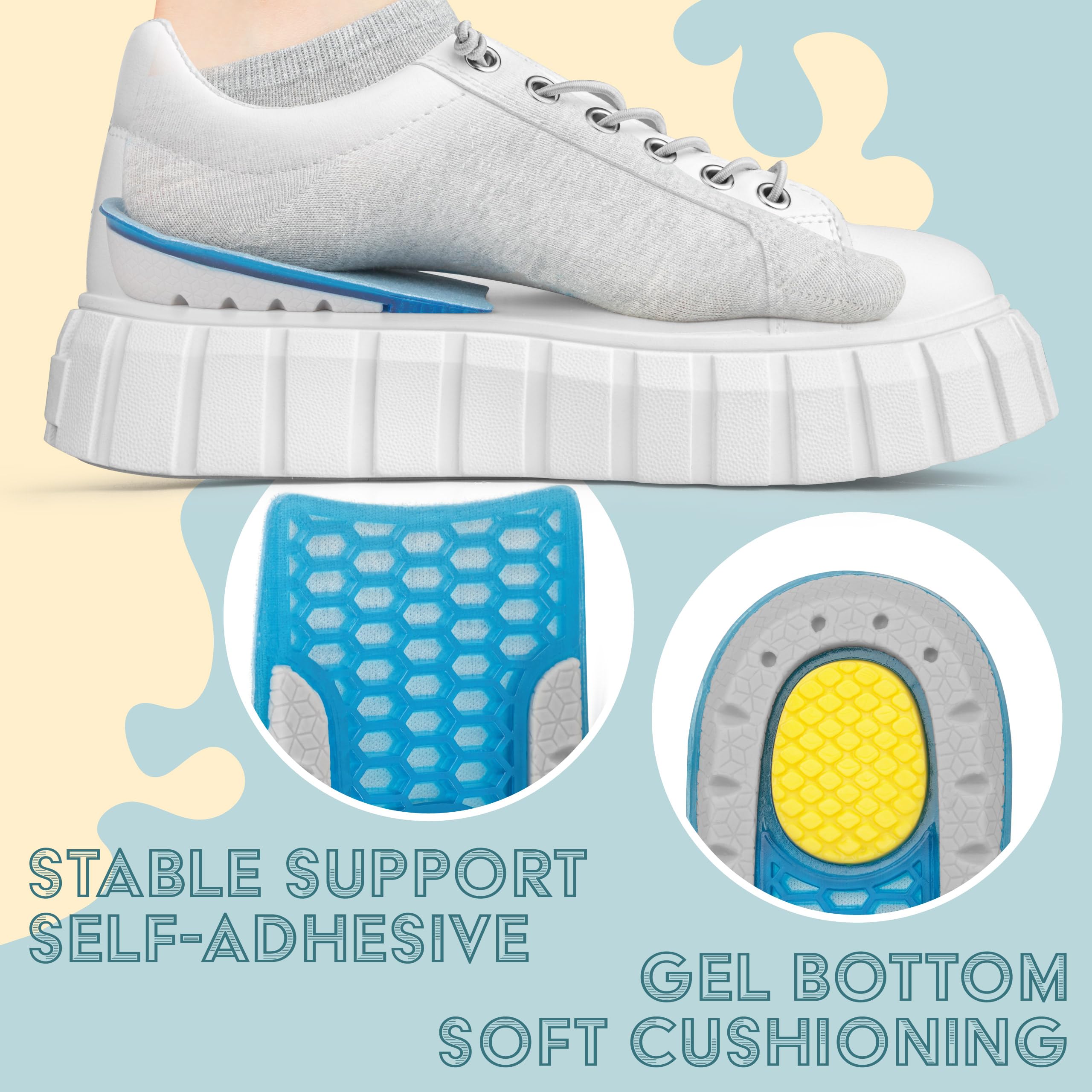 Sulpo Taloneras Alzas Para Zapatos Hombre Y Mujer, Plantillas Talon Para Espolon Calcaneo Y Diferencia De Longitud De Piernas, Cuña Eva De Soporte Ortopédico - 1 cm, 1 par