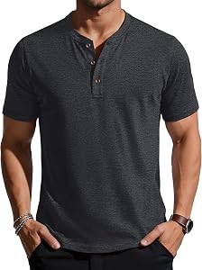 MAGCOMSEN Mens T-Shirt Henley Shirts with Amber Button Cotton Tees V Neck Rugular Fit Summer Short Sleeve Casual Tops