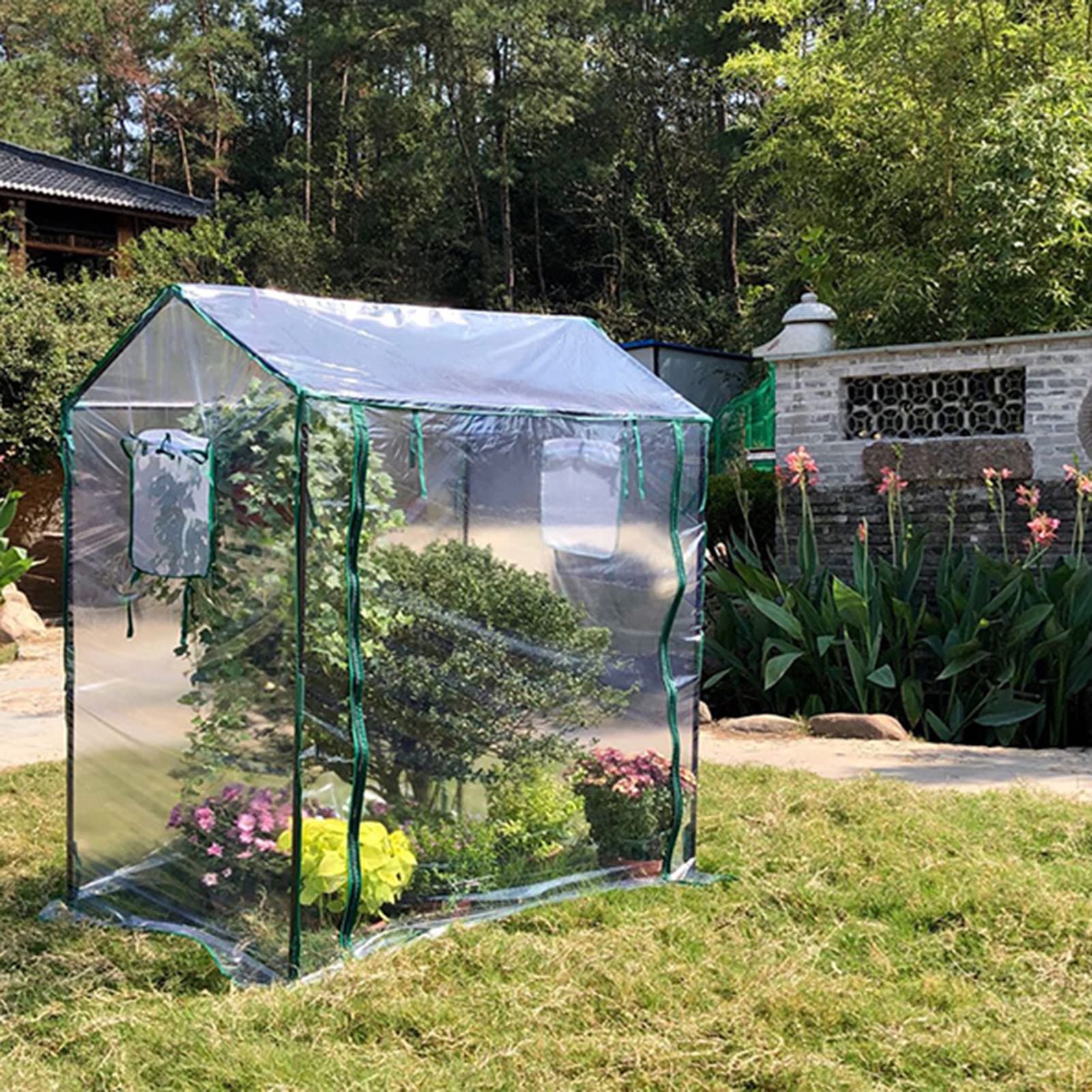 Draagbare kas | Draagbare plantenkweektent met rollende ritsdeur | Tuinwerf Patio Indoor Outdoor Tuingereedschap voor zaailingen, bloemen