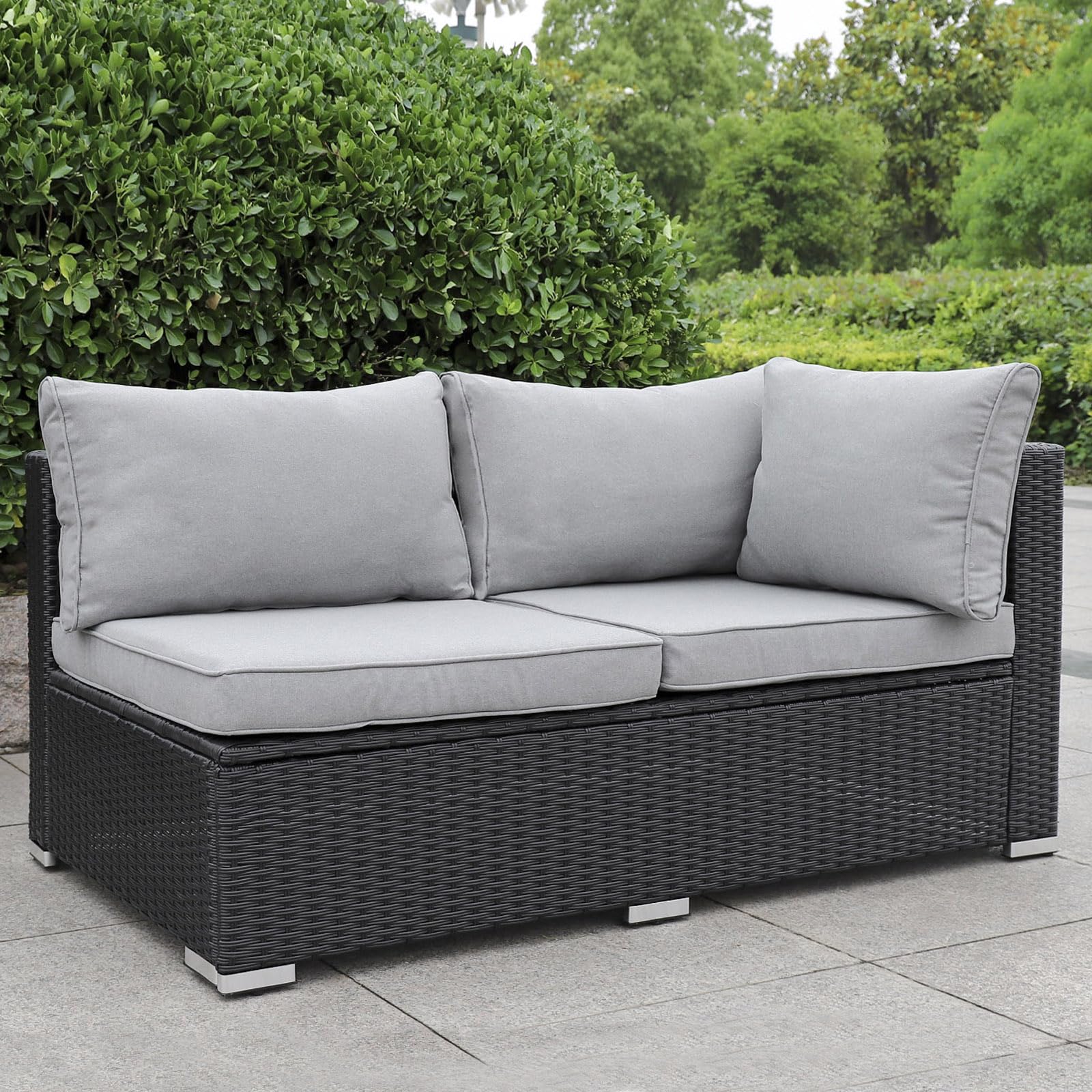 Gartenmöbel Lounge Set| 3-7 Personen viele Modelle| inkl. extra Dicke Kissen | Outdoor Loungemöbel Sitzgruppe Essgruppe Garnitur | klassisch Schwarz (Mallorca)