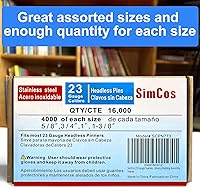 Vista 5 de Clavos de acero inoxidable de calibre 23 (5/8 pulgadas, 3/4 pulgadas, 1 pulgada, 1-3/8 pulgadas), varios clavos sin cabeza de 4 tamaños