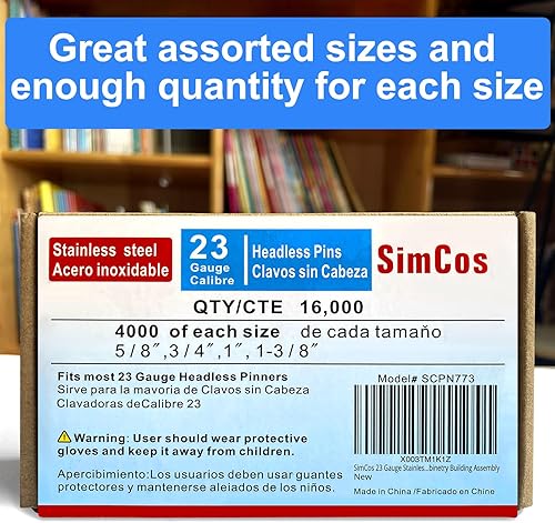 Miniatura 5 de Clavos de acero inoxidable de calibre 23 (58 pulgadas, 34 pulgadas, 1 pulgada, 1-38 pulgadas), varios 4 tamaños para clavos neumáticos o eléctricos