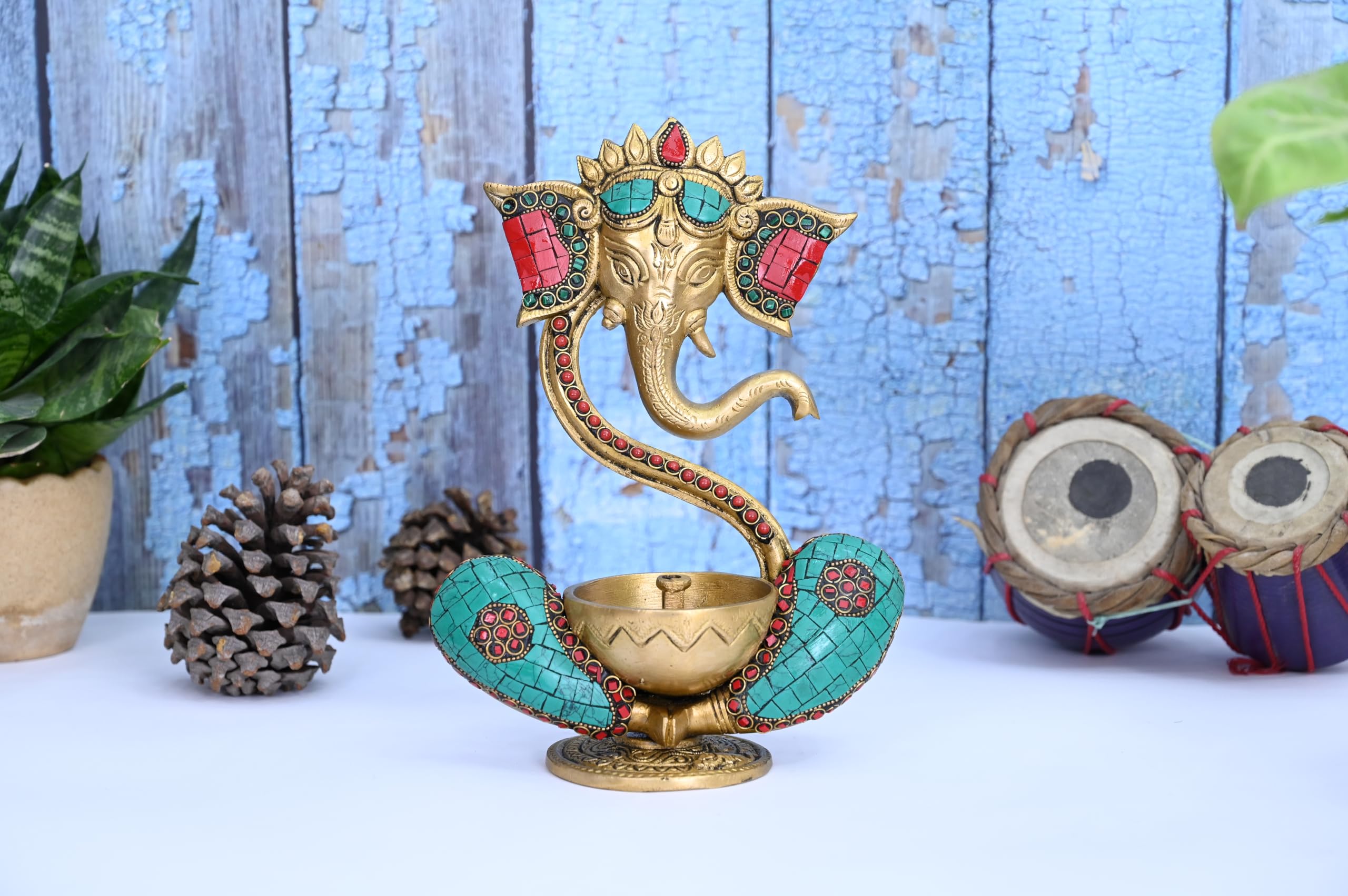 Idole de Ganesh statue laiton artisanale statuette indienne 20 cm