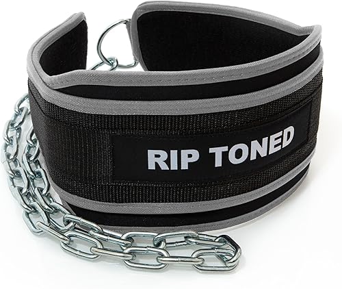 Rip Toned Cinturón de inmersión para levantamiento de pesas, dominadas, inmersiones, barbillas, cadena de acero resistente de 36 pulgadas, cinturón