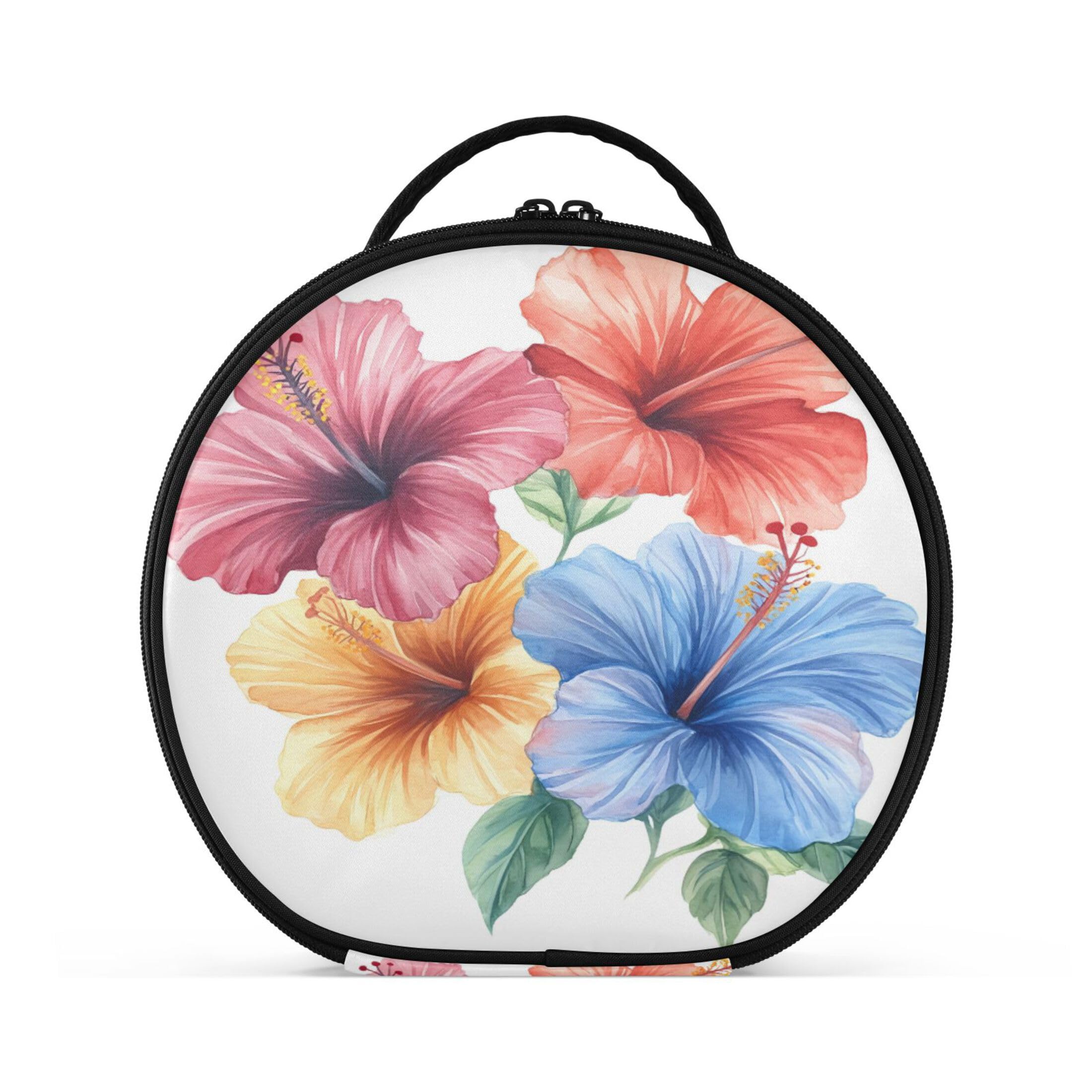 Takiito Watercolor Tropical Flower Travel Makeup Case Portable Makeup Box Artist Cosmetic Case Organizer With Adjustable Dividers