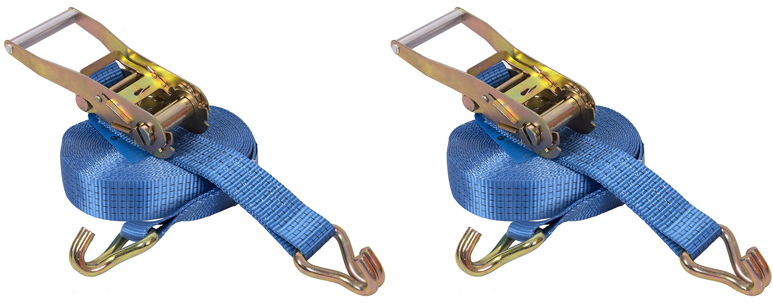 (2 Pack) RatStrap 5000kg Ratchet Lashing Claw Hook Cargo Lorry Tie Down Webbing Restraint Straps (15mtr)