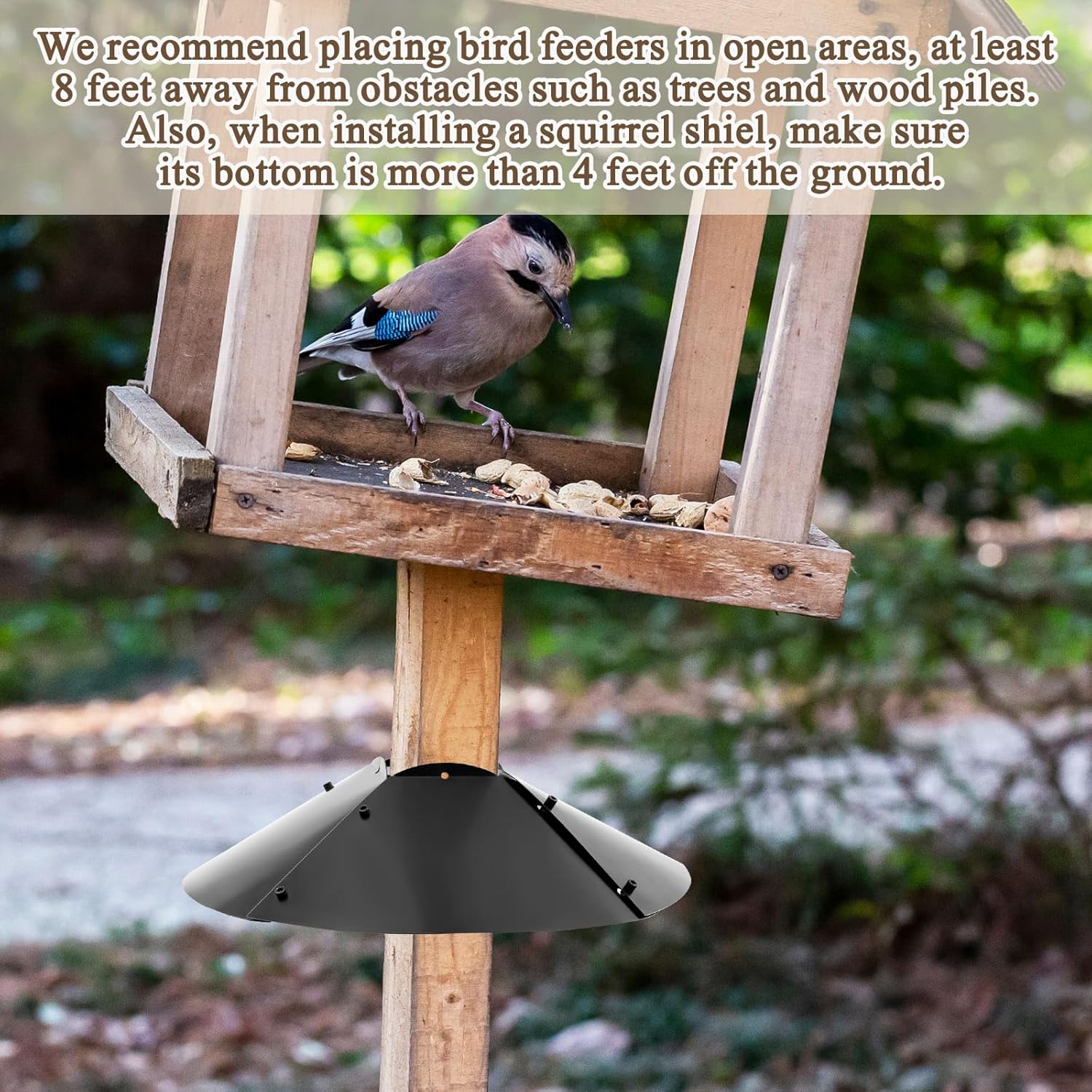 Tandefio Metal Squirrel Baffle for 4x4 Post 20 Inch Squirrel Proof Baffles for Bird Feeder Poles Outside Wooden Pole Guards Deterrents Stopper to Deter Raccoons, Black, 1 Pack