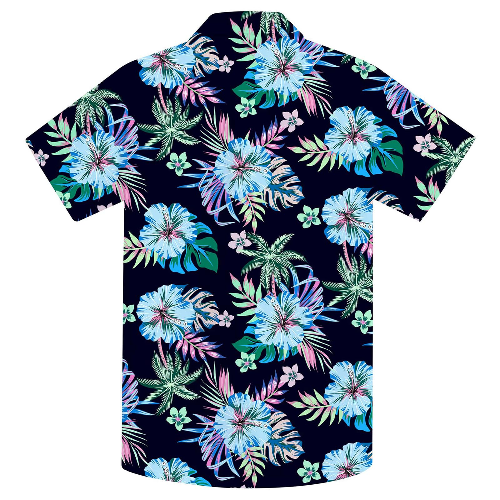 Boys Hawaiian Floral Aloha Print Shirt Button Down Dress Shirt for 7-14 Years - 2