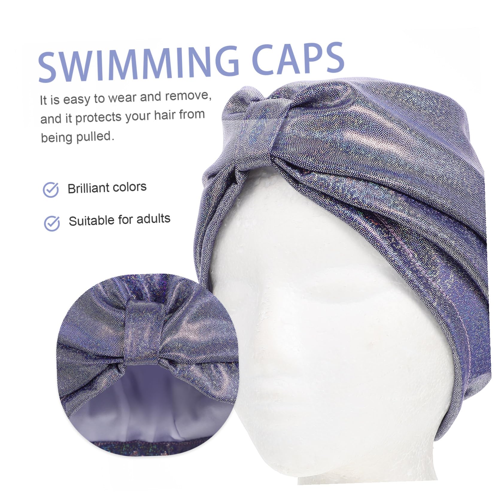 Beavorty 3 Pièces Bleu Accessoire Cheveux Tête Soleil-Holographique Court Anti-Piscine Rétro Bain Turban Brillant Élastique Oreille Haine Élastique Propre Tissu Écharpe Garder Les Femmes