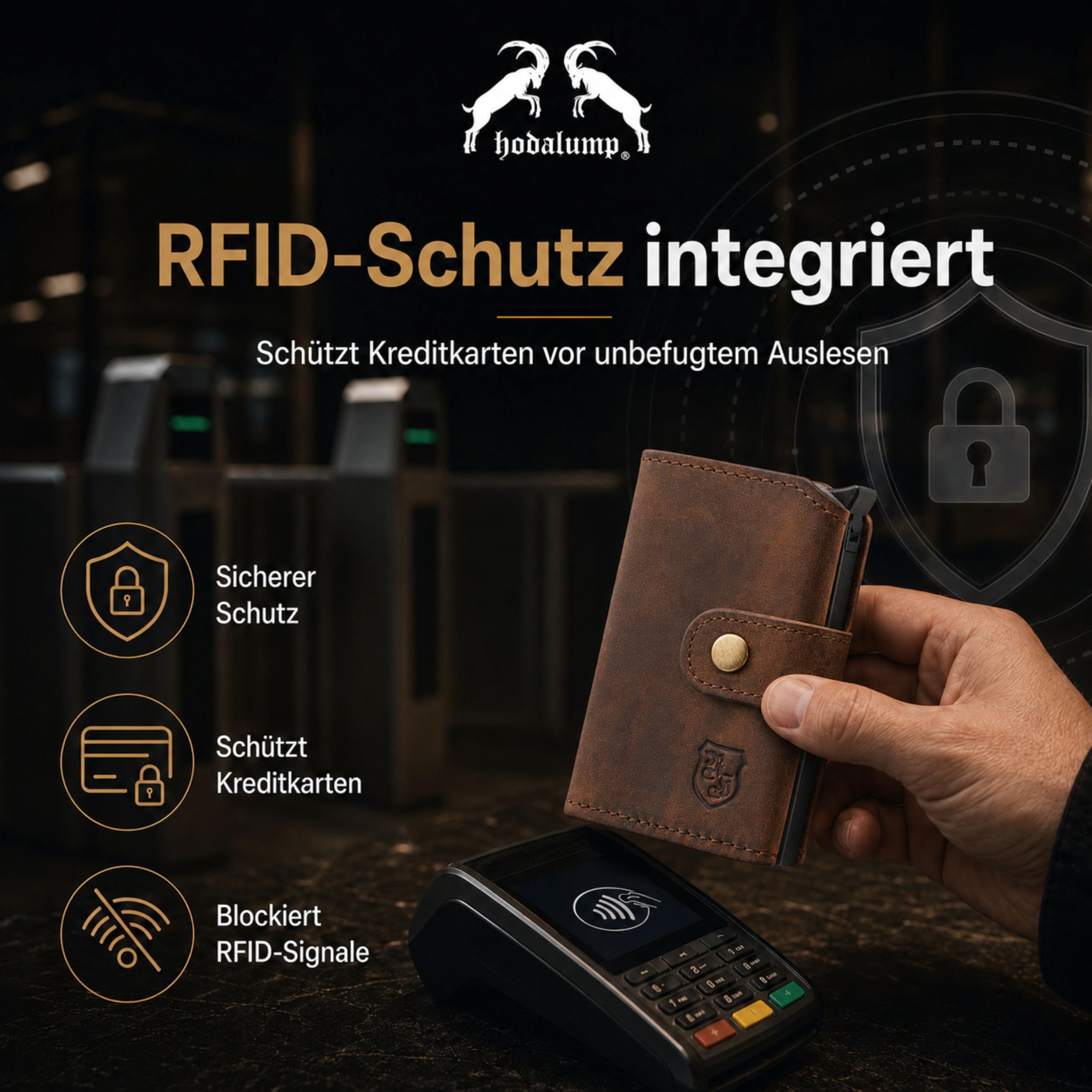 Slim Wallet aus Leder mit Münzfach & RFID Schutz - Mini Geldbörse Herren Kartenetui - Portmonee klein aus Echtleder - Geldbeutel für EC-Karten, Kreditkartenetui für 10 Karten, braun