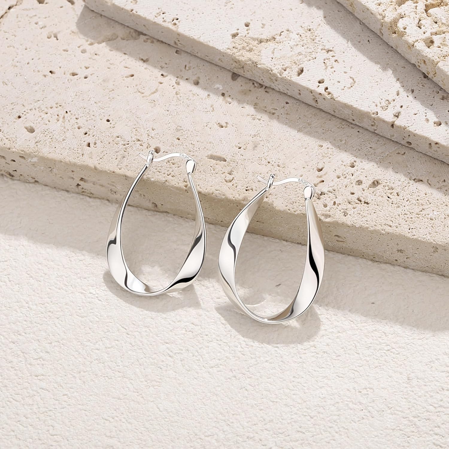 DAILY VIBES Big Gold Twisted Hoop Earrings for Women 925 Sterling Silver Post Dainty Large Hypoallergenic 14k Gold Plated Hoops Earrings for Women - Image 6