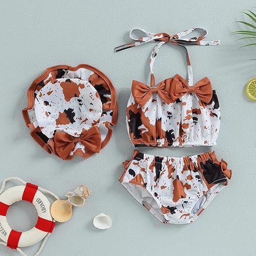 Miniatura 8 de Trajes de baño para niña pequeña, traje de baño para bebé, conjunto de bikini, traje de baño de 3 piezas, traje de playa de verano, parte superior y