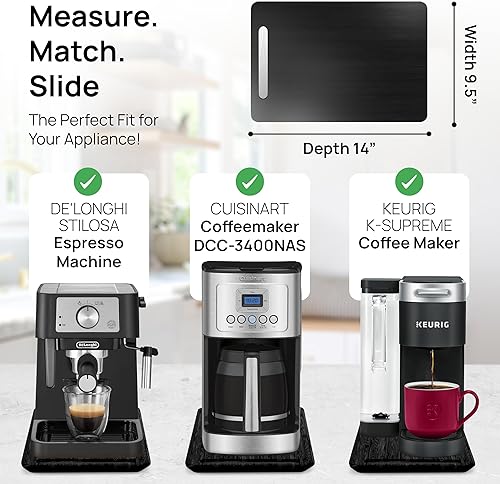 Miniatura 5 de Ibyx Elegante bandeja deslizante para tu cafetera y electrodomésticos de cocina pesados, resistente, se desliza fácilmente debajo del gabinete