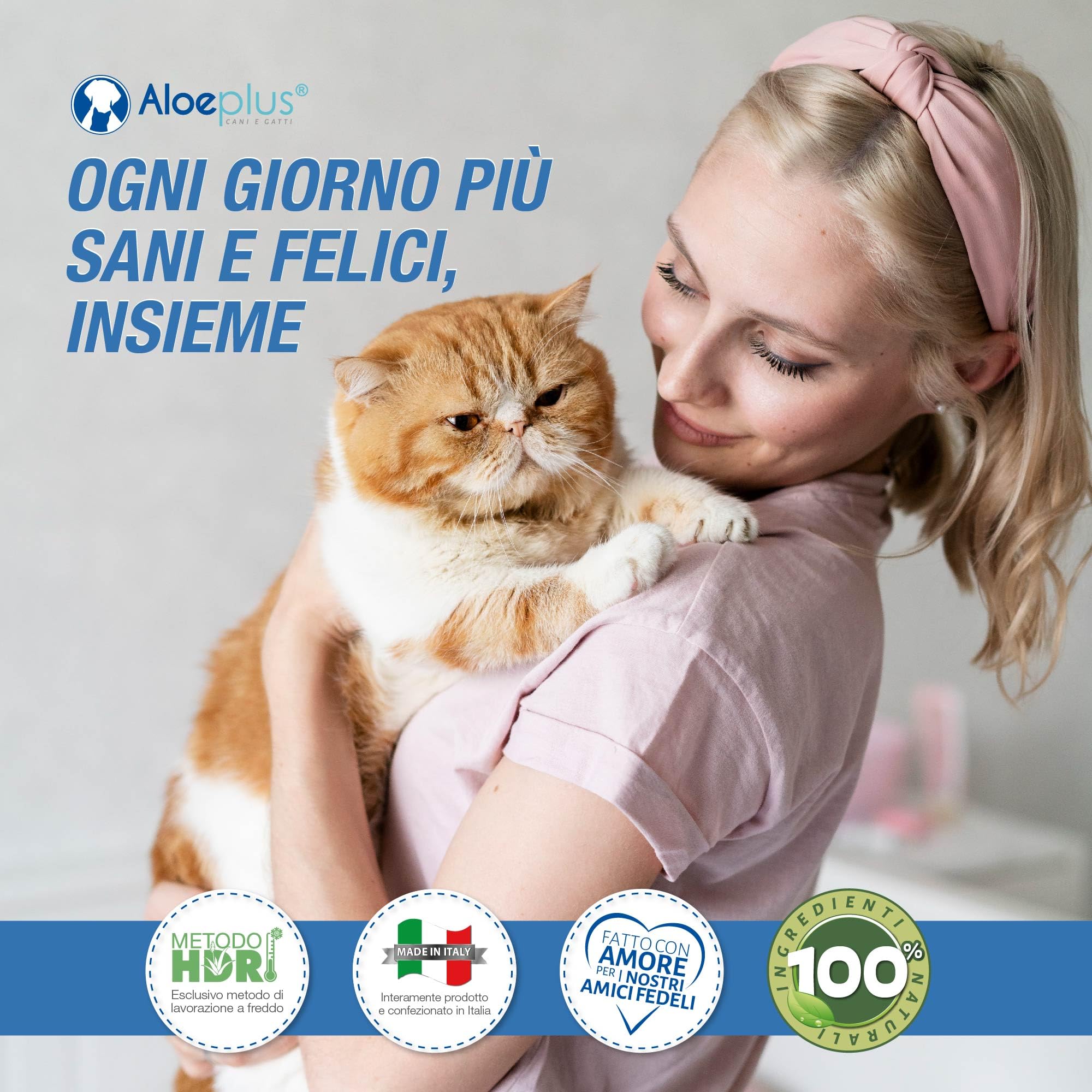 ALOEPLUS Gatti Sciroppo 100ml - Alimento Complementare Energetico, Disintossicante a base di Aloe Arborescens BIO, Rafforza le Naturali Difese, Ideale come ricostituente Gatto Anziano e Cuccioli