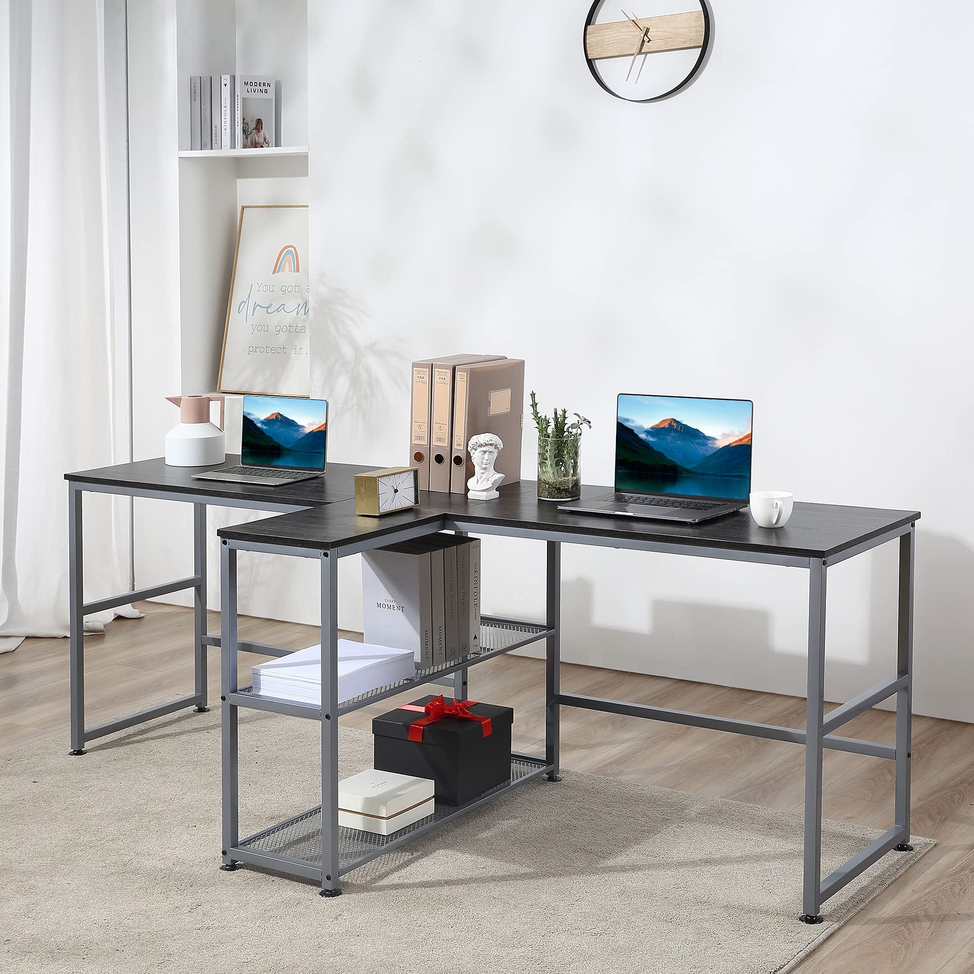 Snapklik.com : HOMCOM 83" Two Person Computer Desk