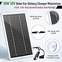 Vista 5 de Saillong Cargador Mantenedor de Batería Solar para Automóvil de 12V, Panel Solar Impermeable Cargador Solar Portátil de Goteo con Enchufe